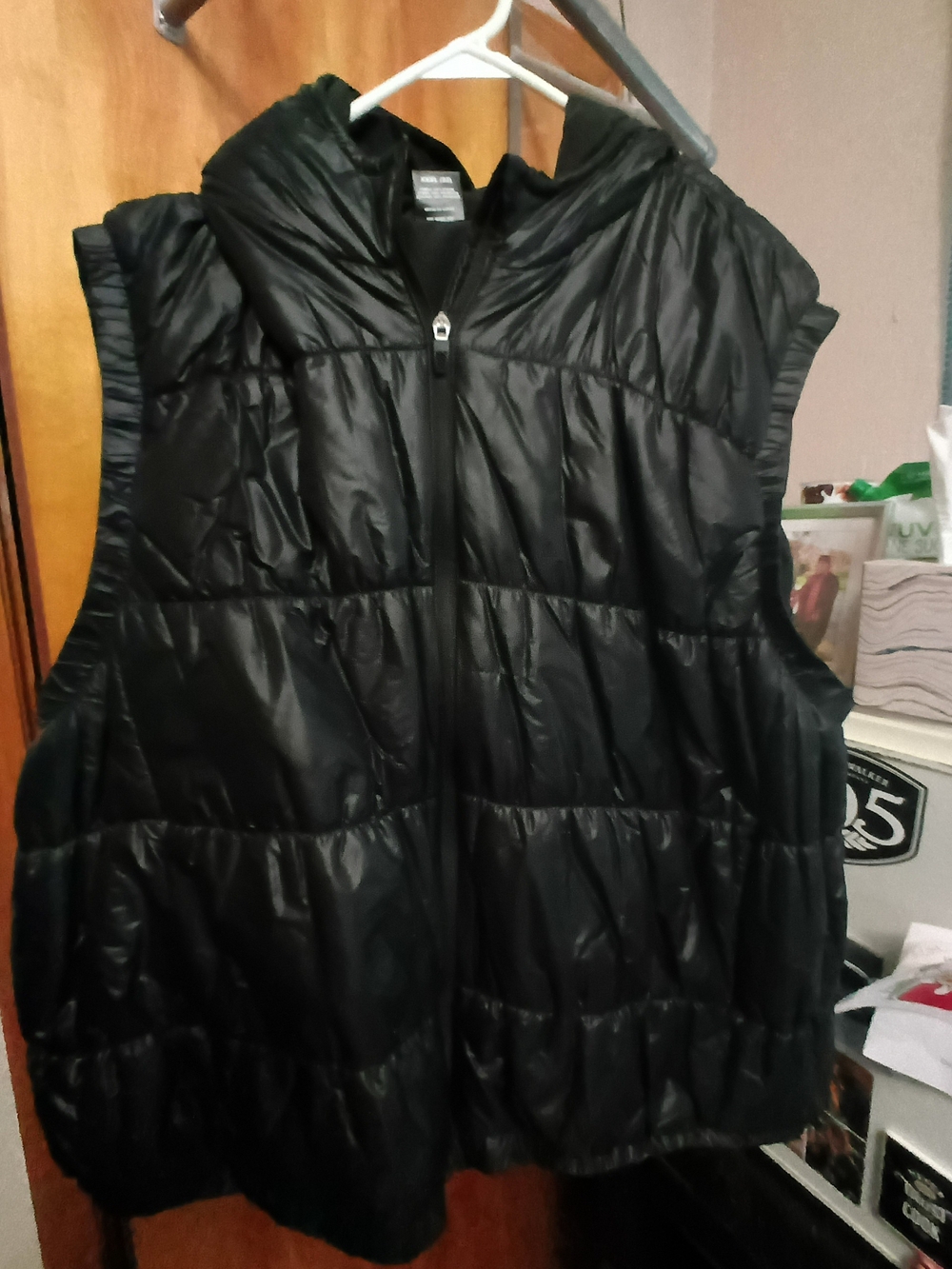 Black Puffer Vest Jacket with Hood